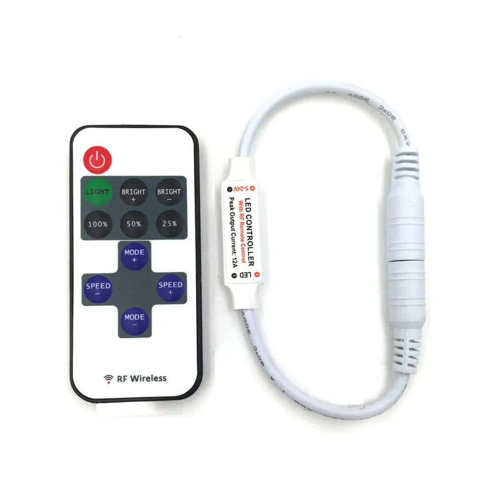 5-24V Mini RF Wireless LED Controller 5V 12V 24V Dimmer for LED Strip Lamp Bulb Lights Dimming DC Wire Connector Remote Control