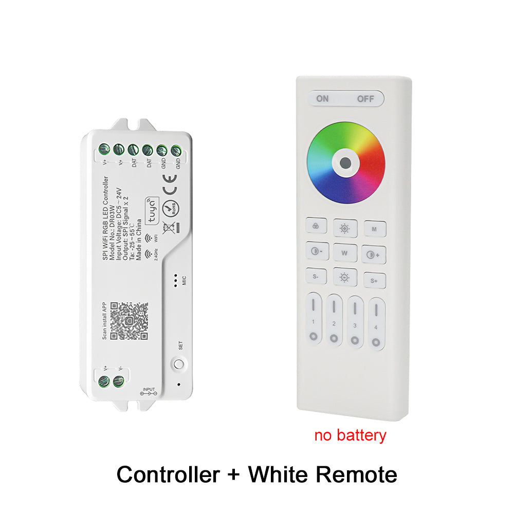 MALIIGAZA Tuya WiFi SPI RGB LED Controller with Smart Life App, Alexa, Google Home & 2.4G RF Remote Support for Addressable RGB LED Strips