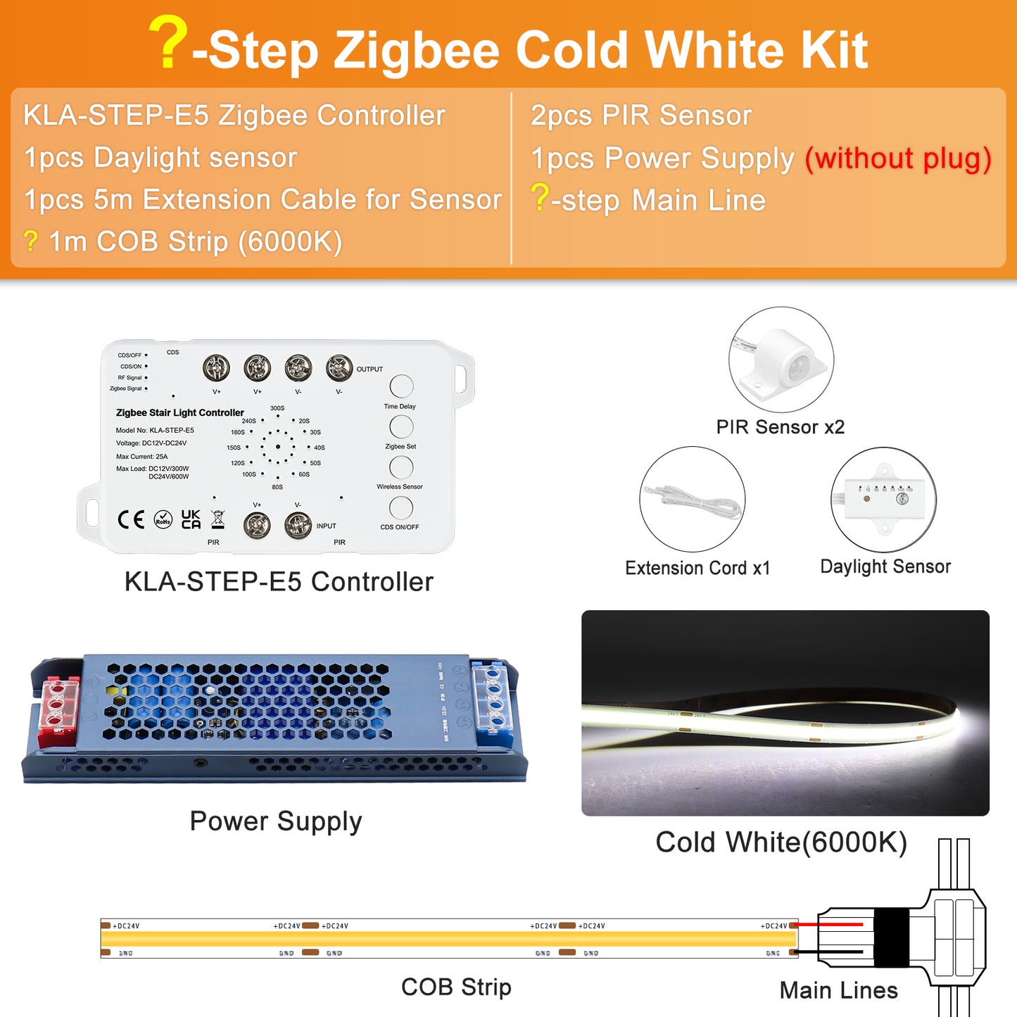 MALIIGAZA Zigbee Stair Light Kit Cold White 6000K ¡§C Without Remote Controller