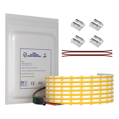 COB LED Strip Light 10M Dotless Flexible LED Tape, 2700K 3000K 4000K 6000K, CRI90 Dimmable Cuttable Indoor Lighting Strip for Ceiling, Cabinet, Kitchen, Bedroom DIY Lighting (12V/24V, No Power Supply)