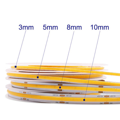 COB LED strip light flexible adhesive backing bedroom kitchen DIY lighting