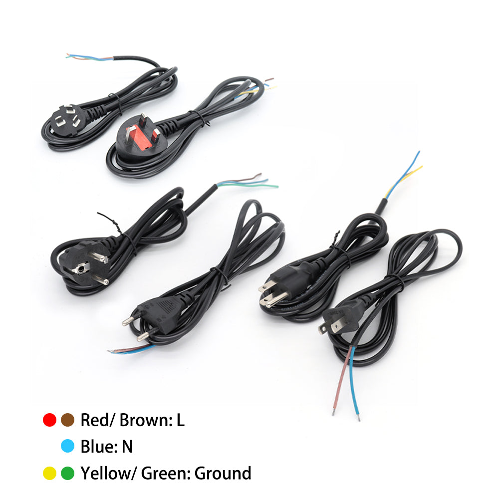 EU US UK AU Plug Power Supply Wire for Transformer Adapter Extension Cords 1.2M 20AWG Power Supply Cords Cable