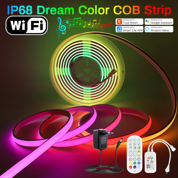 MALIIGAZA IP68 SPI RGB COB LED Strip Kit - 720 LEDs/m WS2811 Addressable Smart Waterproof Color Chasing Light for Outdoor Decor Lighting