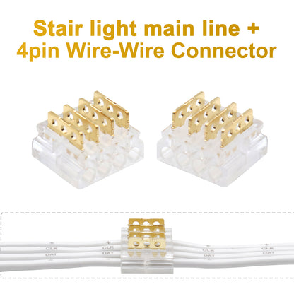 MALIIGAZA 4-Pin 20AWG Stair Light Main Line Extension Cable | Plug & Play Extender Cord with Transparent Quick Connector for STEP-05 & STEP-09 Systems (1m, 3m, 5m)