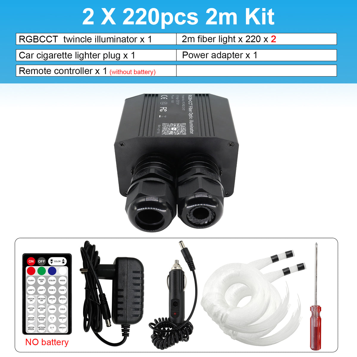 MALIIGAZA RGBCCT LED Fiber Optic Star Light Kit with CREE LEDs, Twinkle, Music Sync, Bluetooth APP & RF Remote