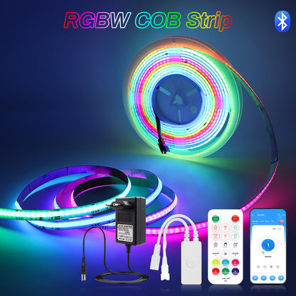 RGB+3000K Addressable COB LED Strip Wifi BT Kit Tuya Smart Life APP Remote Alexa Goolge Assistant Voice Control RGBW Dream Color