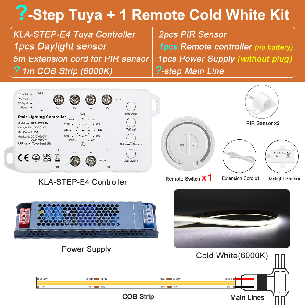MALIIGAZA Stair Light Kit Cold White 6000K ¡§C Without Remote Controller