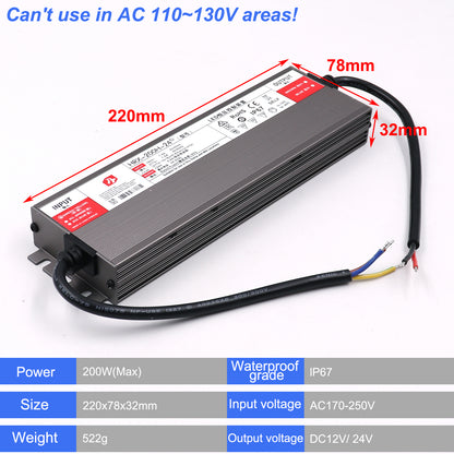 Waterproof LED Driver Silent Aluminum Shell Heat Dissipation No Fan