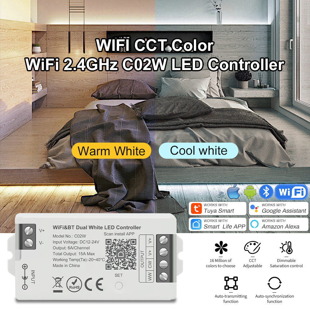 Tuya WiFi LED controller supports CCT RGB RGBW RGBCCT LED strips