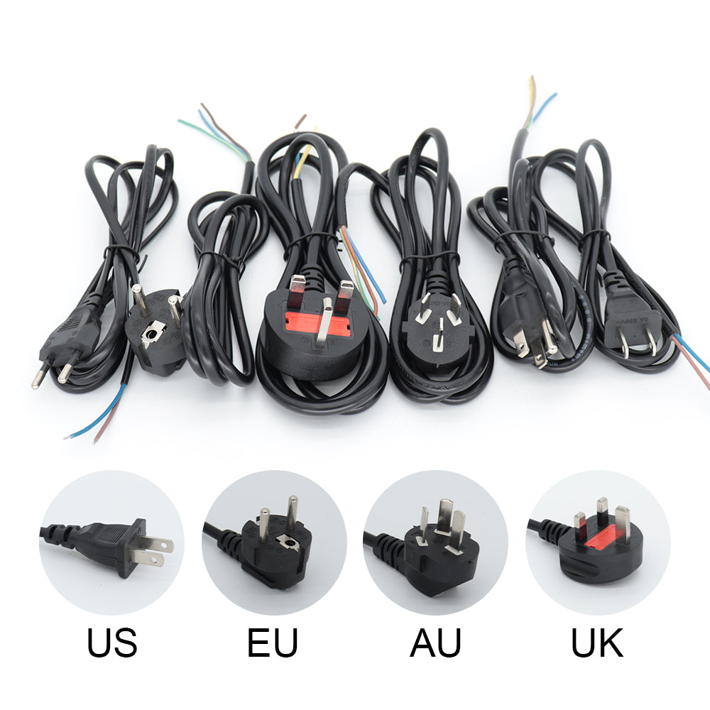 EU US UK AU Plug Power Supply Wire for Transformer Adapter Extension Cords 1.2M 20AWG Power Supply Cords Cable