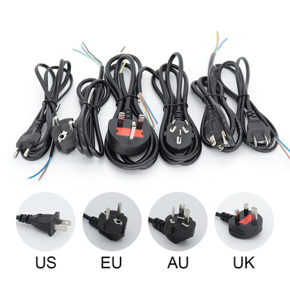 EU US UK AU Plug Power Supply Wire for Transformer Adapter Extension Cords 1.2M 20AWG Power Supply Cords Cable