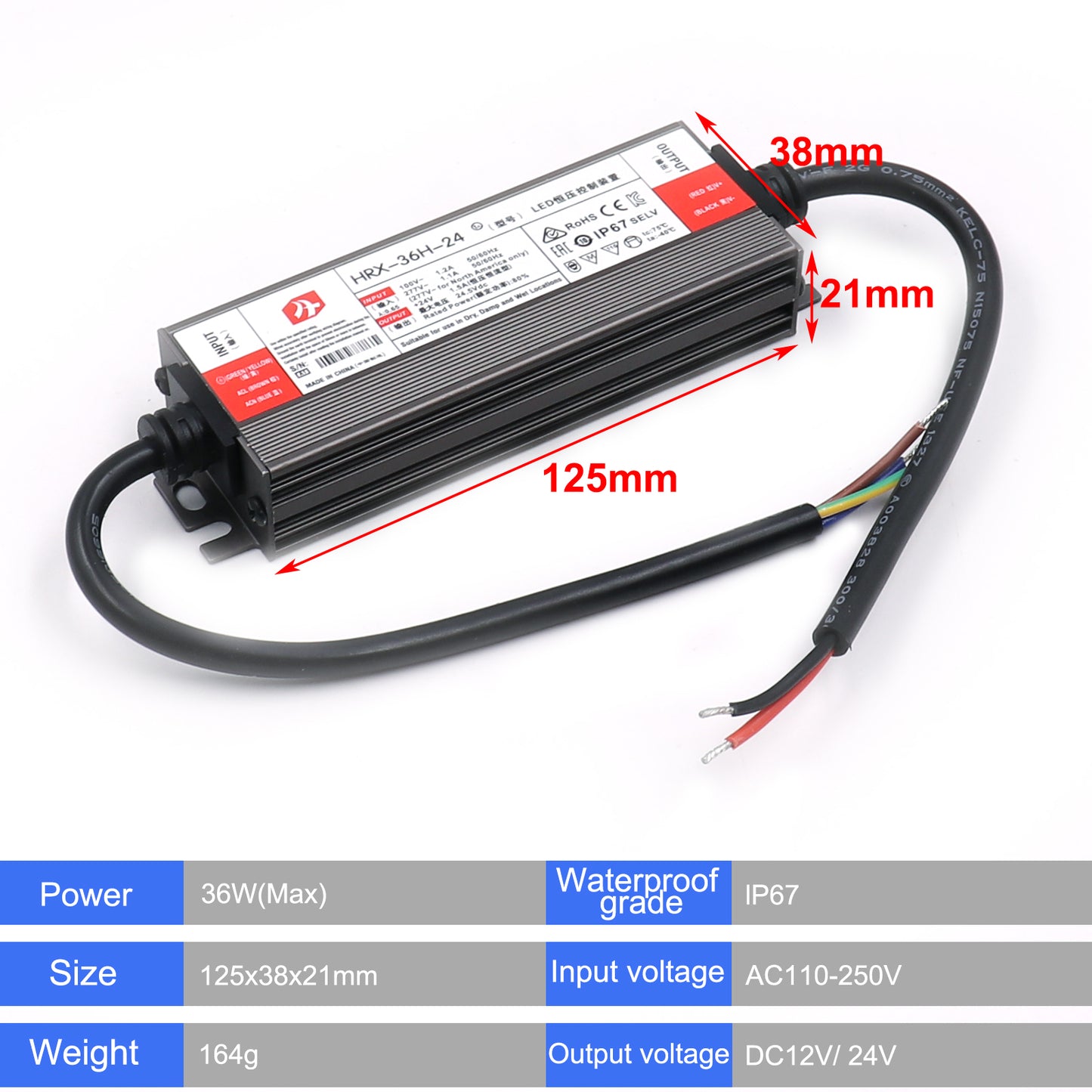 IP67 LED Power Supply 200W-400W AC 170-250V Narrow Voltage Region Warning