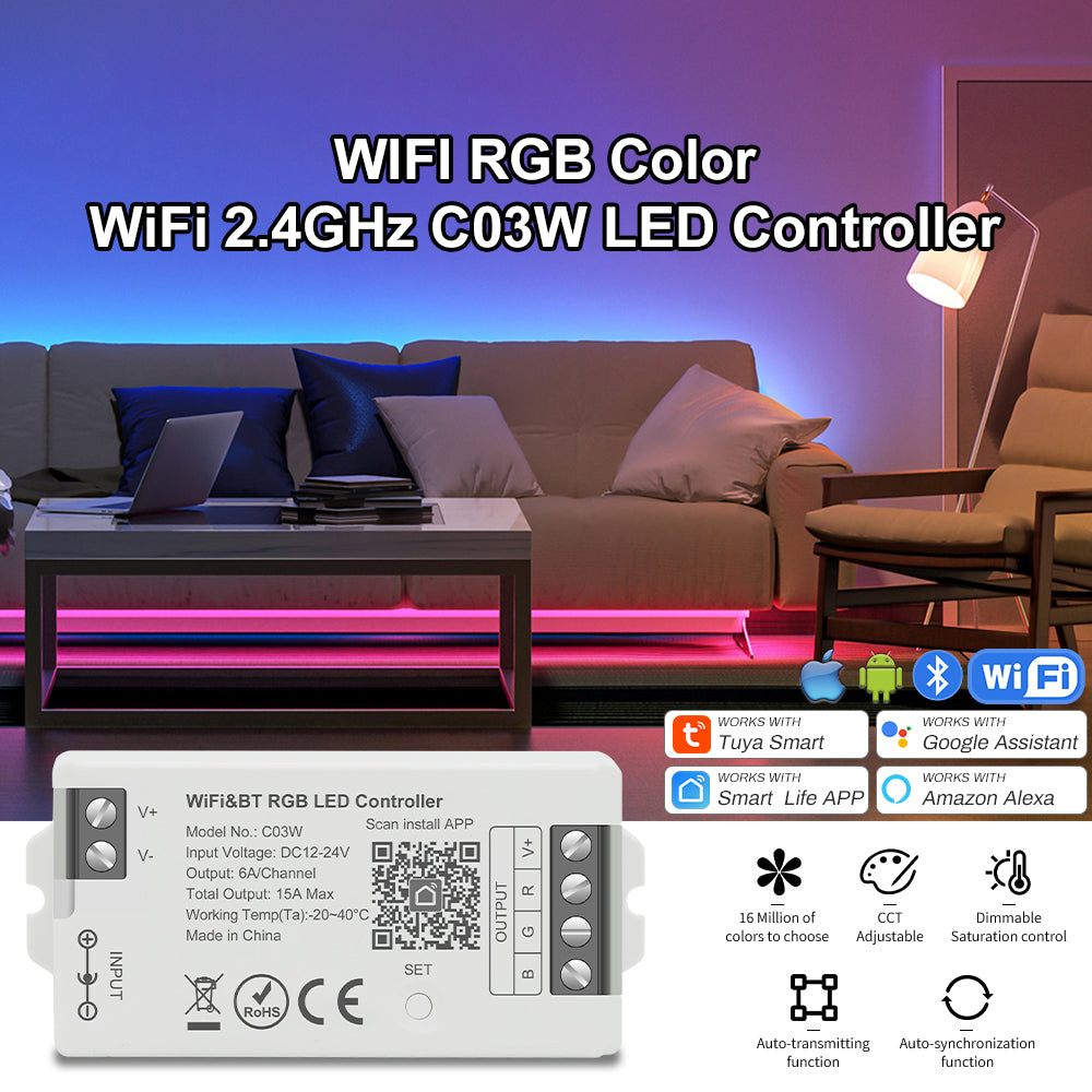 Smart LED controller Alexa Google Assistant voice control setup