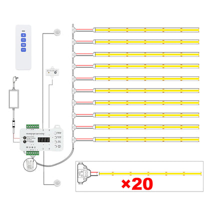 MALIIGAZA Smart Indoor Sensor Stair Light Kit | COB LED 480LEDs/m | PIR Auto On/Off | Step-by-Step Dynamic Lighting | Easy Plug-in Main Line Install | 12/16/20 Steps