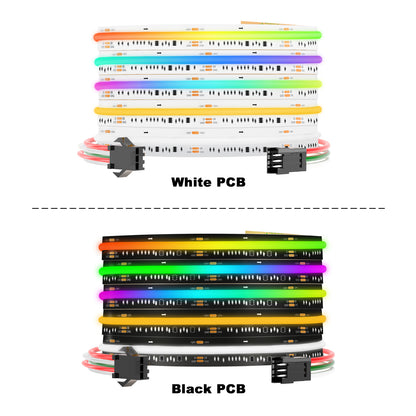 840 LEDs per meter high density COB LED strip uniform dot-free illumination vs SMD comparison