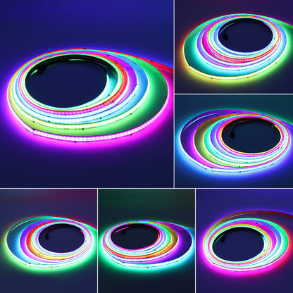 RGB+3000K Addressable COB LED Strip Wifi BT Kit Tuya Smart Life APP Remote Alexa Goolge Assistant Voice Control RGBW Dream Color