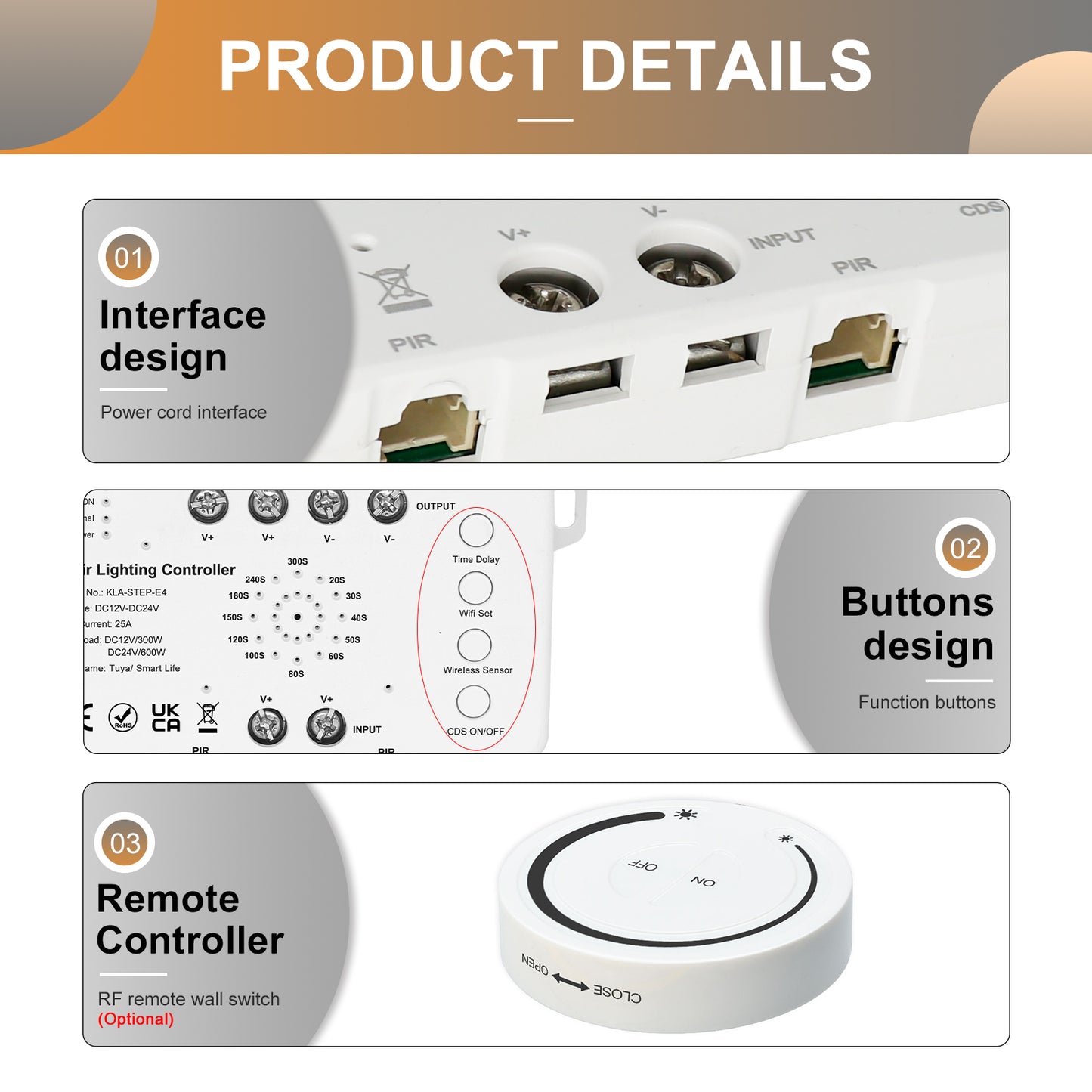 PIR Motion Sensor and Daylight Sensor Included in Stair Light Kit