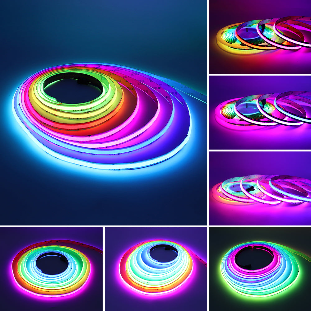 RGB COB LED strip with static and programmable color effects