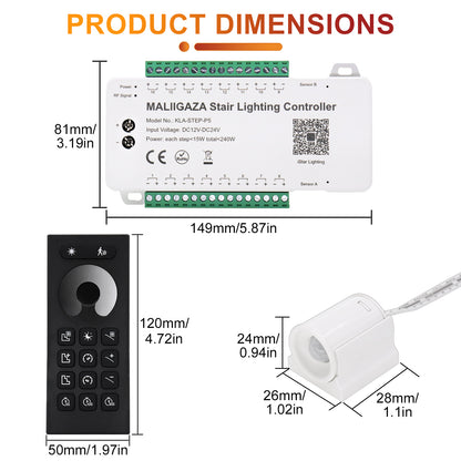 MALIIGAZA Intelligent Motion Sensor Stair Lighting Kit ¨C App Controlled Smart LED Staircase Lights with COB Strips & RF Remote