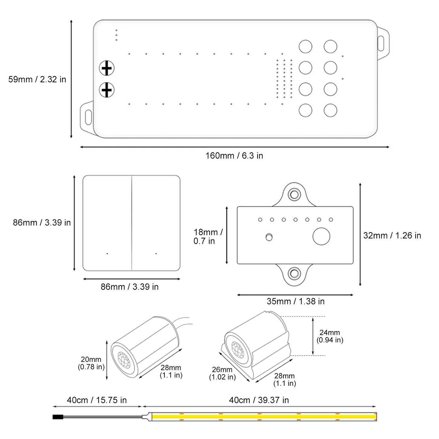 MALIIGAZA Intelligent Motion Sensor Stair Light Kit ¨C Smart COB LED Staircase Lighting System with Wireless Wall Switch