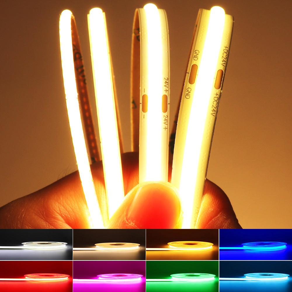 MALIIGAZA COB LED Strip Light Golden Yellow - High Density 12V 24V Dimmable LED Tape