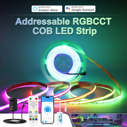 RGBCCT COB LED strip splicing connectors for multi-segment installation up to 15m