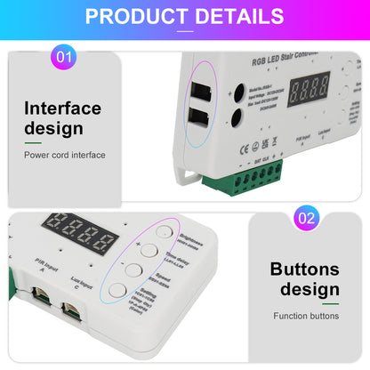 MALIIGAZA RGB Smart Motion Sensor Stair Lights Kit with COB LED Strips, PIR Detection & Dynamic Step-by-Step Lighting, Intellegent Indoor Stair Lighting