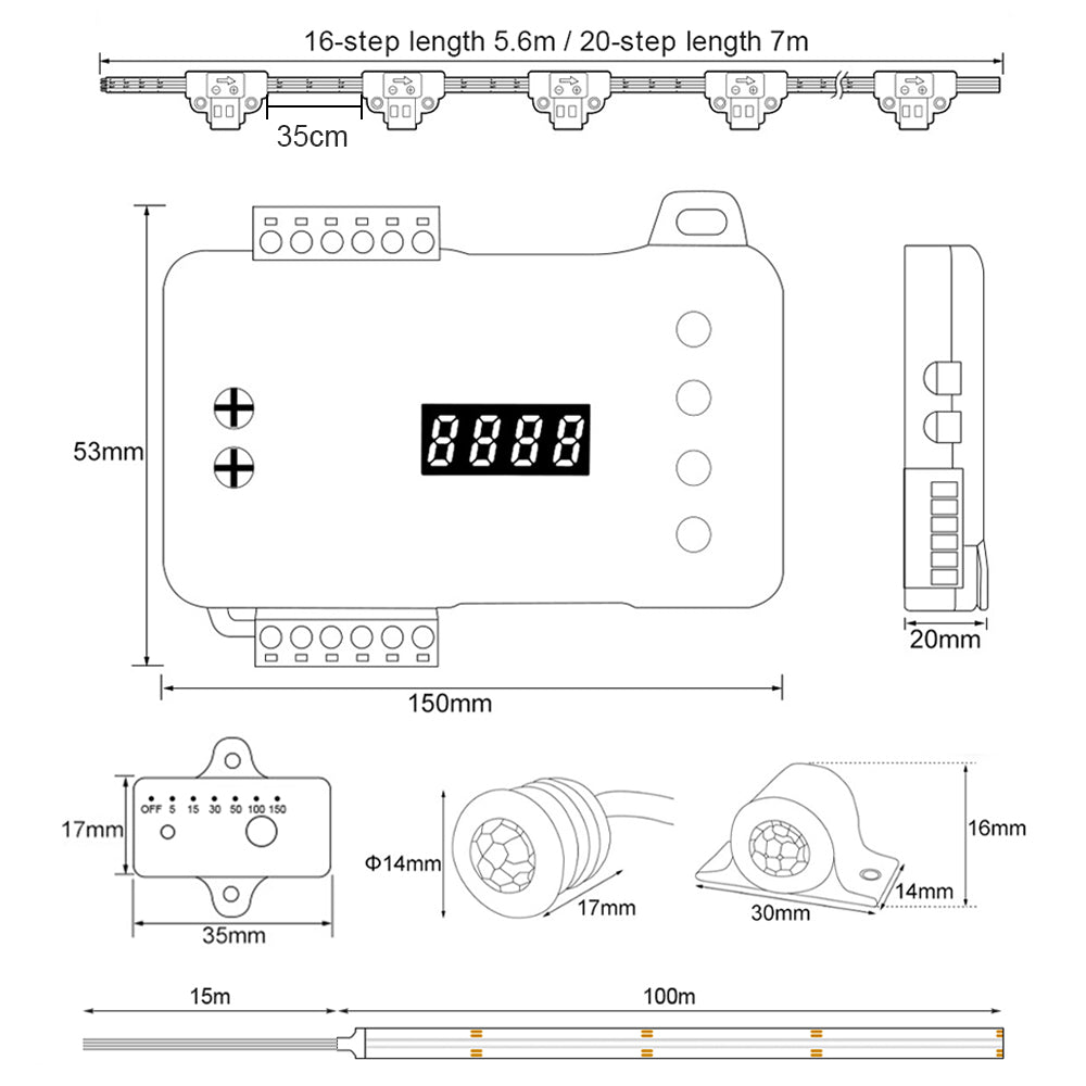 Daylight sensor and PIR motion sensor placement for MALIIGAZA smart stair lighting system