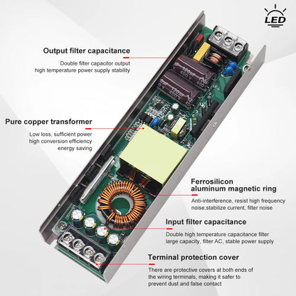 High Quality 12V 24V DC Power Supply 100W 200W 300W 400W Full Watt LED Transformer PSU for LED Strip Light 220V AC/DC Converter