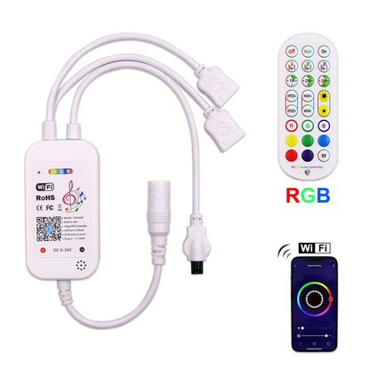 Wi-Fi Music RGB Controller 5V 12V 24V LED Strip Dimmer Tuya Wifi Work with Alexa Google Home Yandex Alice Voice Control