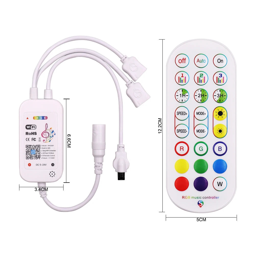 Wi-Fi Music RGB Controller 5V 12V 24V LED Strip Dimmer Tuya Wifi Work with Alexa Google Home Yandex Alice Voice Control