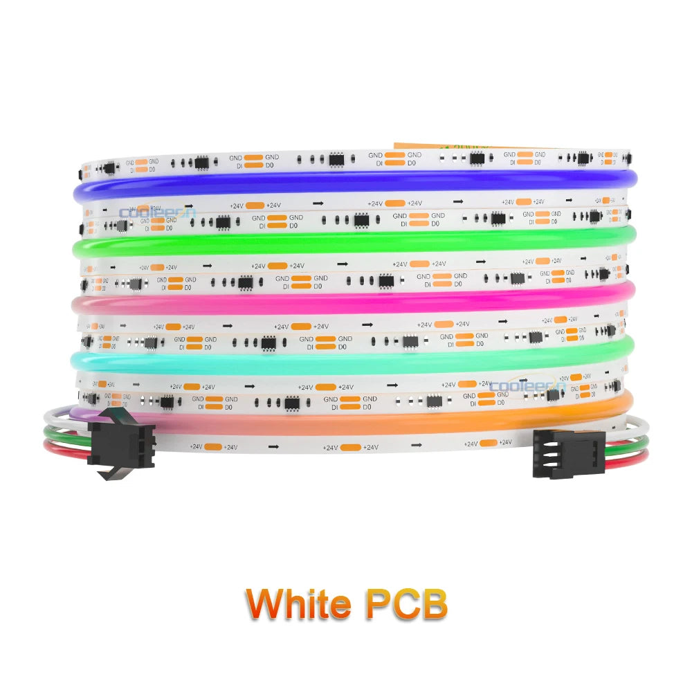 12V 24V RGB-IC LED COB Strip Lights White Black PCB WS2811 Dynamic RGB Dream Color Addressable 10mm 12mm Wide FOB Led Bar Tape