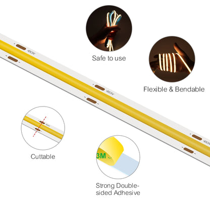 USB 5V COB LED Strip Light 5mm 10mm Dimmable Flexible Ribbon Light High Density LED Tape Light For TV Room Decoration