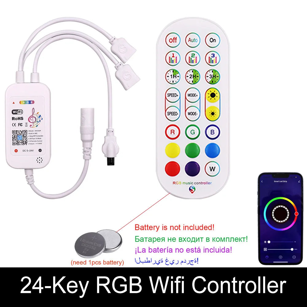 Wi-Fi Music RGB Controller 5V 12V 24V LED Strip Dimmer Tuya Wifi Work with Alexa Google Home Yandex Alice Voice Control