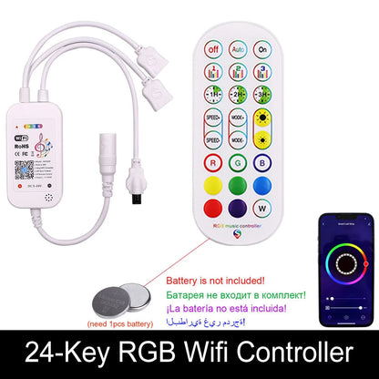 Wi-Fi Music RGB Controller 5V 12V 24V LED Strip Dimmer Tuya Wifi Work with Alexa Google Home Yandex Alice Voice Control
