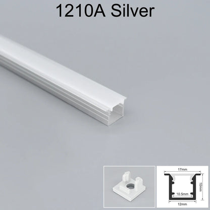 10pcs Aluminum Profile for LED Strip Light 5mm 8mm 10mm 12mm Stair Light AL Alloy Heatsink Flat Shell Silver Black PC Cover 50cm