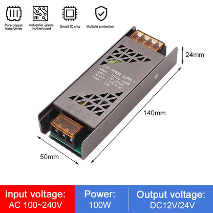 High Quality 12V 24V DC Power Supply 100W 200W 300W 400W Full Watt LED Transformer PSU for LED Strip Light 220V AC/DC Converter