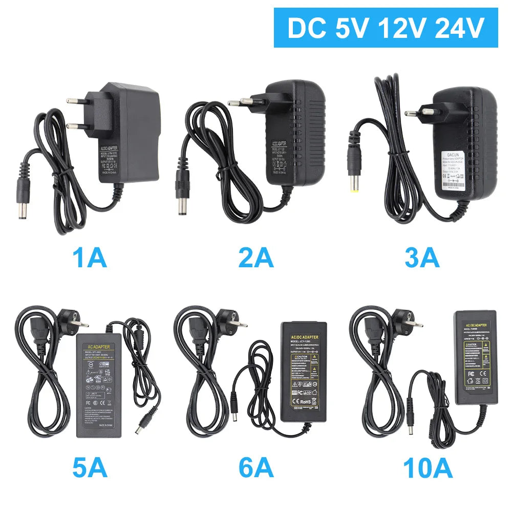 100-265V AC DC 5V 12V 24V Power Supply Adapter Charger 1A 2A 3A 4A 5A 6A 10A Transformer LED Driver UK AU US EU Plug Converter