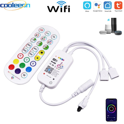 Wi-Fi Music RGB Controller 5V 12V 24V LED Strip Dimmer Tuya Wifi Work with Alexa Google Home Yandex Alice Voice Control
