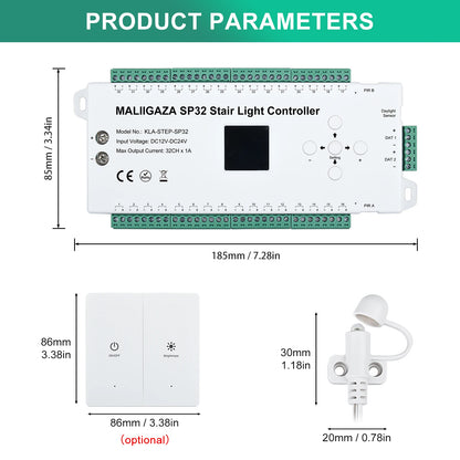 MALIIGAZA LED Stair Light Controller Motion Sensor Programmable Step and Side Stair Strip Lighiting With 2CH Running LED Strip