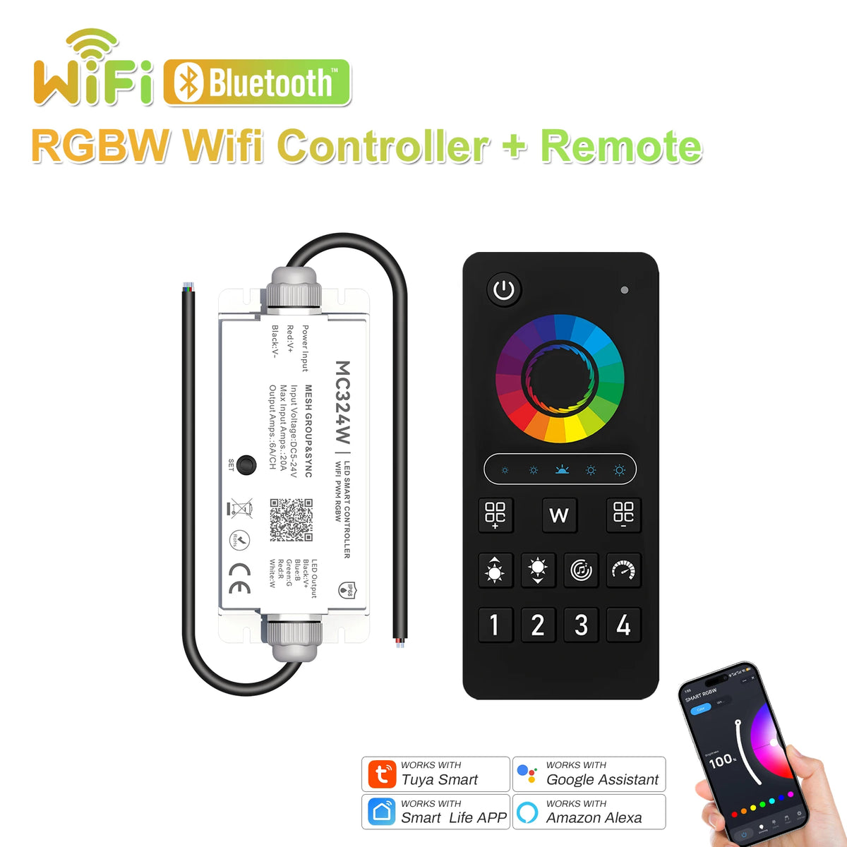 Tuya WiFi RGBW LED controller with MESH remote support