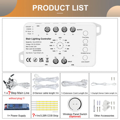 Dual PIR motion sensors activated automatic step lighting system for indoor home safety