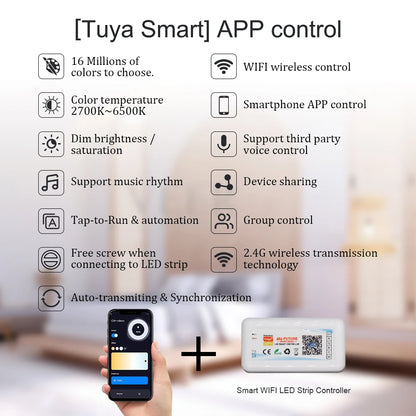 Tuya Zigbee Wifi LED Controller Smart Dimmer 5V 12V 24V LED Strip Light DIM CCT RGB RGBW Alexa Google Home APP Remote Control