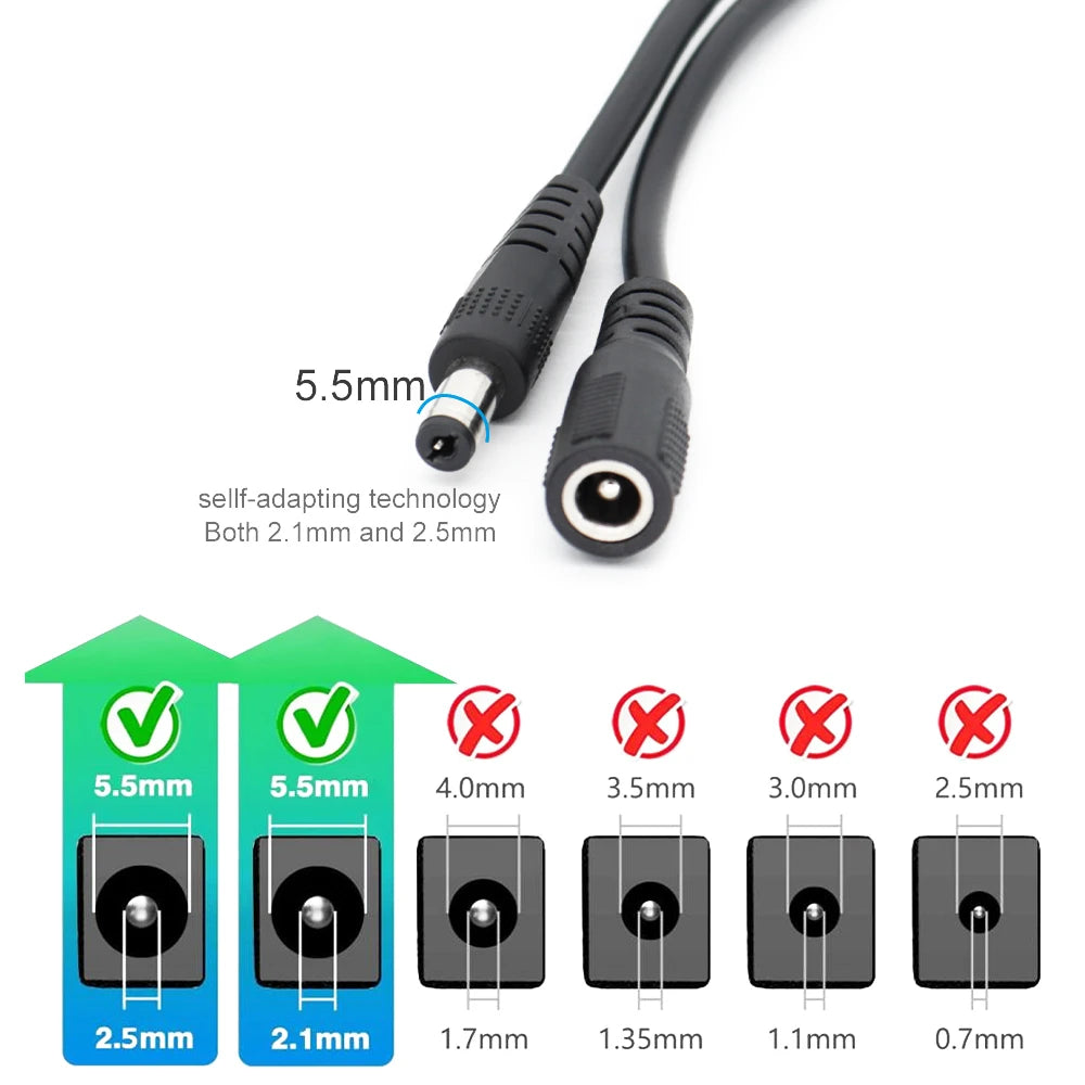 DC Connector Extension Cable Cordes 5.5x2.5mm 5.5x2.1mm Power Supply Extend Wire Plug Cable 10m 5m 3M 1m for LED Strip Lights