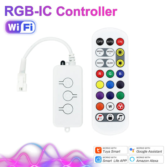 Tuya WiFi RGB SPI LED Controller DC USB Powered Works with Alexa & Google Assistant Smart 5V-24V RGB SPI Pixel LED Strip Control