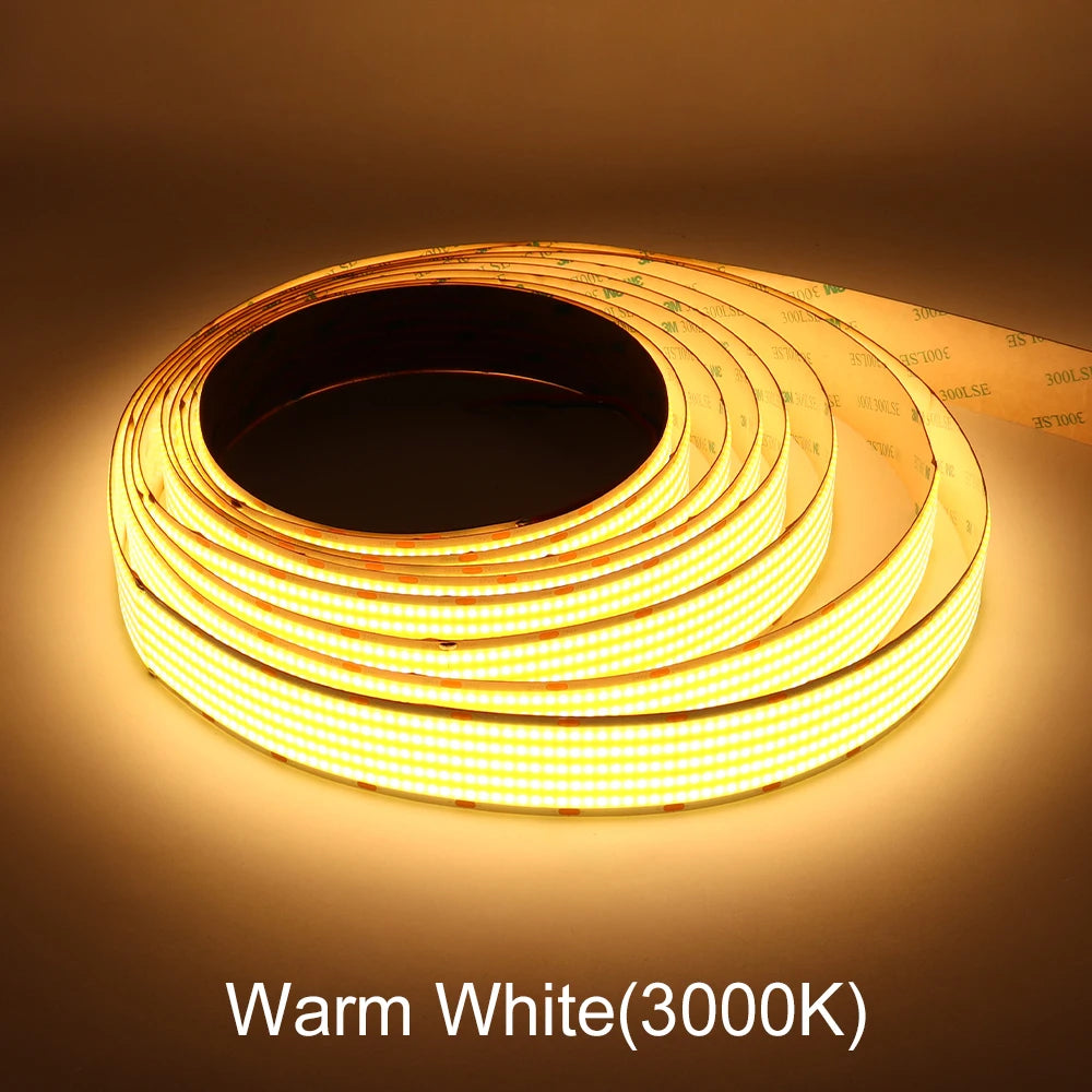 30mm Wide COB LED Strip Light 24V 3000K 4000K 6000K RA90 1600LEDs/m Ultra Bright Ribbon LED Tape for Indoor Home Decor Lighting