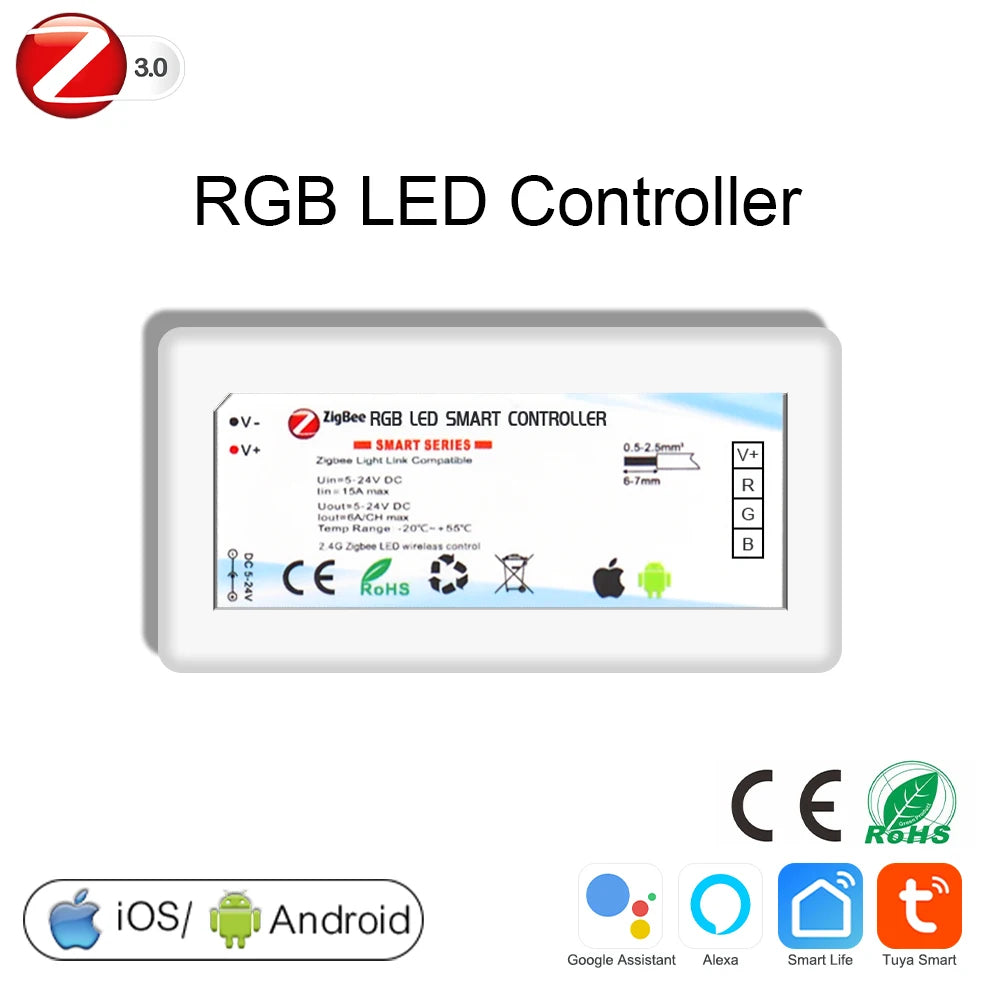 Tuya Zigbee Wifi LED Controller Smart Dimmer 5V 12V 24V LED Strip Light DIM CCT RGB RGBW Alexa Google Home APP Remote Control