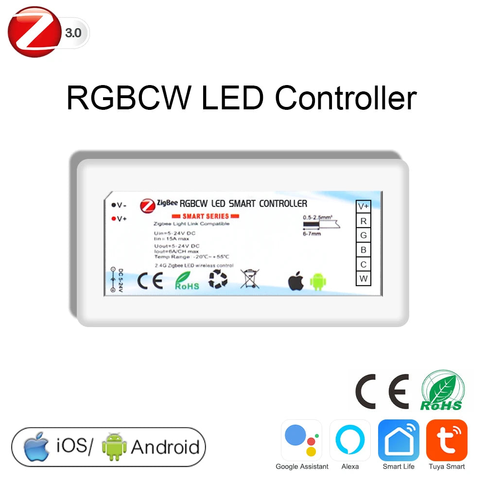 Tuya Zigbee Wifi LED Controller Smart Dimmer 5V 12V 24V LED Strip Light DIM CCT RGB RGBW Alexa Google Home APP Remote Control
