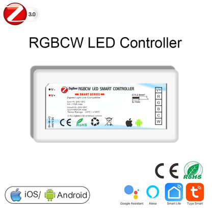 Tuya Zigbee Wifi LED Controller Smart Dimmer 5V 12V 24V LED Strip Light DIM CCT RGB RGBW Alexa Google Home APP Remote Control