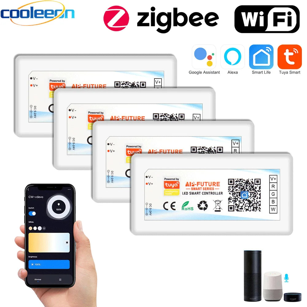 Tuya Zigbee Wifi LED Controller Smart Dimmer 5V 12V 24V LED Strip Light DIM CCT RGB RGBW Alexa Google Home APP Remote Control
